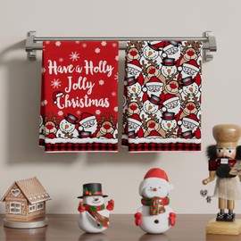 XCHI Snowman Santa Claus Deer Christmas Kitchen Towels Dish Towels 18x26 Inch Xmas Home Kitchen Decorations Hand Towels Set of 2 Drying Dishcloth