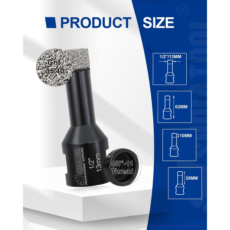 SHDIATOOL Diamond Core Drill Bits 2PCS 1/2 Inch(13mm) for Porcelain