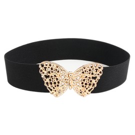 ZARSIO Women Stretchy Vintage Dress Belt Elastic Waist Cinch Belt 2 Inch Elastic Butterfly Waist Belt (Black)