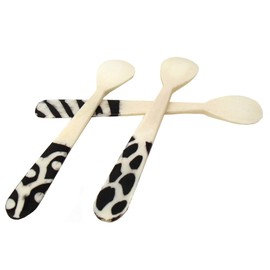 Global Crafts KNB004-S3 - Handmade Bone Appetizer Spoon Set - 3-Piece Small Bone Spoon Set
