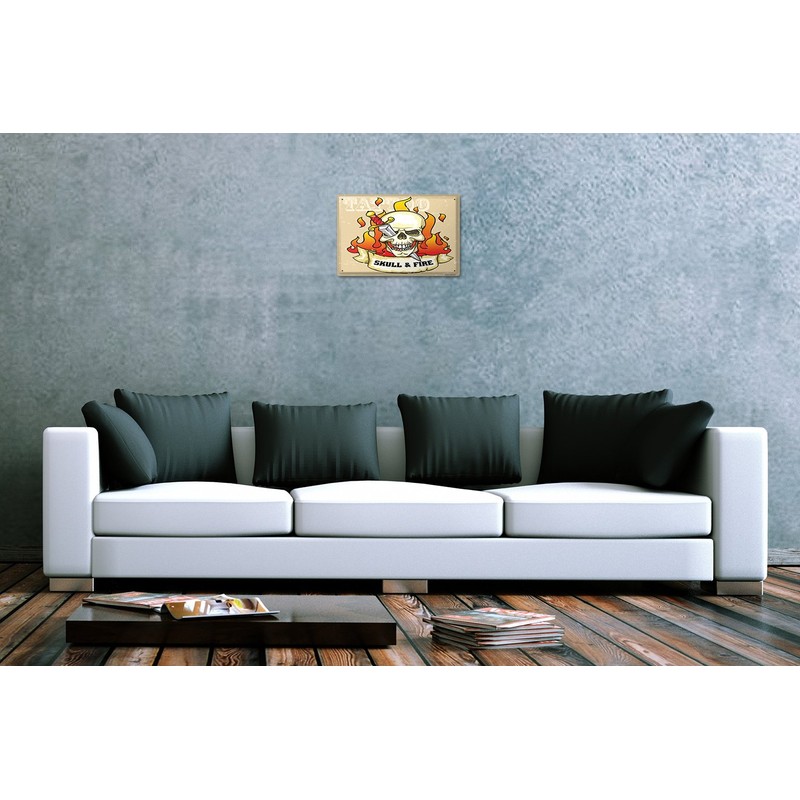 Tin Sign Fun Ravtive Skull and crossbones