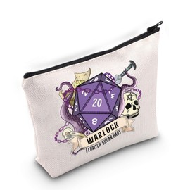 BLUPARK DND Warlock Makeup Bag Warlock Dice Gift Warlock Inspired Cosmetic Bag DnD Warlock Gift DnD RPG Gift for Fans DND Zipper Pouch Bag (canvas, Warlock Bag)