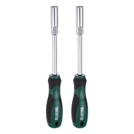 sourcing map 2pcs Metric Nut Driver 10mm CR-V Non-Magnetic Tip Hollow Shafts Hex Socket Screwdriver with Non-Slip Handle for Automobile Repair