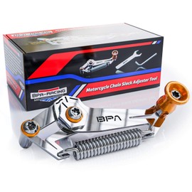 BPA-RACING Motorcycle Chain Slack Adjuster Tool - Innovative Chain Tensioner Tool for Easy, Quick & Precise Chain Slack Adjustment- Chain Alignment Tool (Orange)