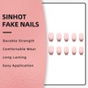 SINHOT Square Press on Nails Medium - Pink Bling Glitter