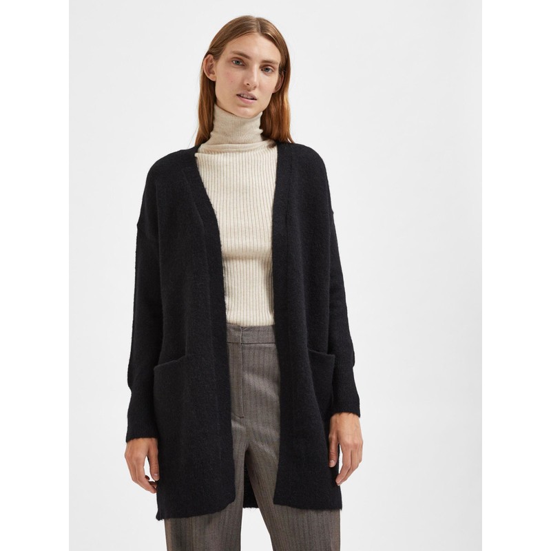 SELECTED FEMME Female Cardigan Long, black