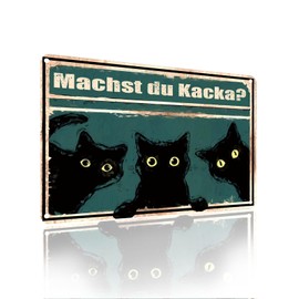 "Machst Du Kacka?" Black Cat Fun Vintage Metal Bathroom Toilet Wall Decoration Living Room Poster Decoration 20 x 30 cm (2352)