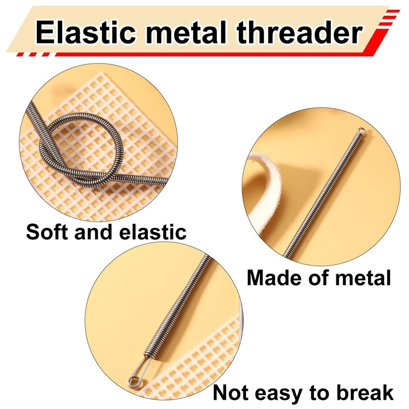 2pcs Drawstring Threader Tool, Metal Spring Threader Drawstring Tool Flexible