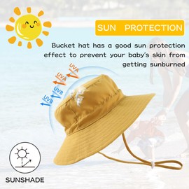 PEECABE Baby Sun Hat Summer Sun Protection Toddler Bucket Hat Wide Brim Adjustable Chin-Strap Beach Cap (CA/US, Age, 6 Months, 24 Months, Yellow)