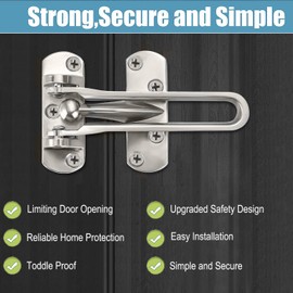 Litensh Door Chain Lock for Front Door, Swing Bar Door Guard Lock, Security Door Chain Latch for Home Apartment Hotel Dormitory (Silver)