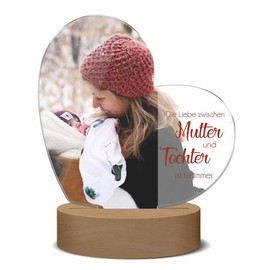 CHRISCK design Still Picture with Illuminated Stand and Your Own Desired Text - Photo Acrylic Glass Picture as a Special Gift Idea - Size Approx. 14 x 14 cm