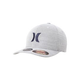 Hurley Mens Baseball Cap - Moisture Wicking Curved Brim Flexfit Fitted Hats for Men with H2O-Dri Sweatband (Sizes: S-XL), Size Large-X-Large, Cool Grey Heather
