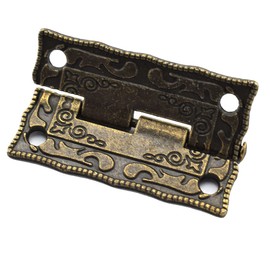 Antique Bronze Decorative Hinges Pattern Carved Design Butt Folding Hinge with Screws for Wooden Box, Gift Case, Cabinet, Jewelry Box etc. 4pcs, 36 x 23 mm (L x W)
