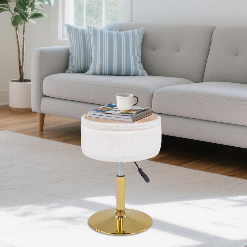 LITZFUR Adjustable Vanity Stool for Makeup Room, 360° Swivel Gold
