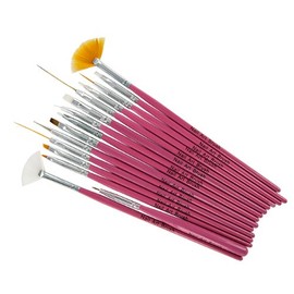 Cesars Nail Art brush Set 15 Pieces Pink