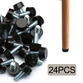Jiozermi 24 Pcs Furniture Levelers 5/16"-18 UNC Table Leg Levelers, Levelling Foot Screw on Furniture Adjuster Mini Adjustable Feet for Furniture Legs Patio Furniture Feet - Black