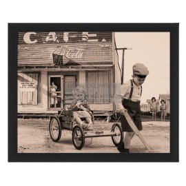 CHILDREN PLAYING GREAT DEPRESSION DUST BOWEL JOBLESS MEN 8X10 FRAMED PHOTO