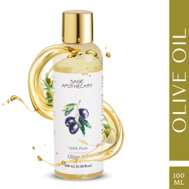Sage Apothecary 100% Pure & Natural Premium Olive Oil for Strengthens Hair Roots | Reduces Wrinkles & Fine Lines from Face | Pack of 100ML