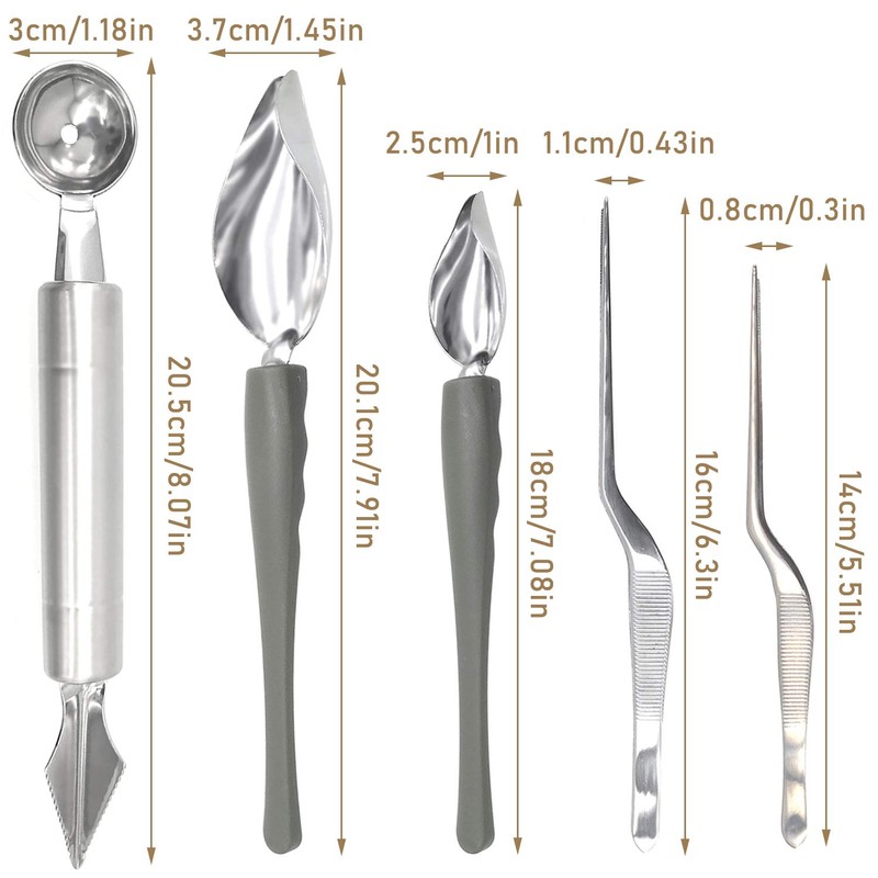 5 Pieces Culinary Drawing Decorating Spoon Set, Drizzle Spoons, Cooking