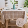 Vonabem Table Cloth Tassel Cotton Linen Table Cover for Kitchen