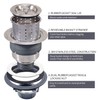 3-1/2 Inch Sink Drain Assembly Kit, Removable Deep Sink Strainer