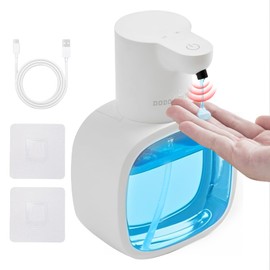 DODO MEKIA Automatic Liquid Soap Dispenser, 17oz/500ml Touchless Rechargeable with 4-Level Adjustable & IPX5 Waterproof - Level Display for Wall/Tabletop Use in Bathroom, Kitchen, White