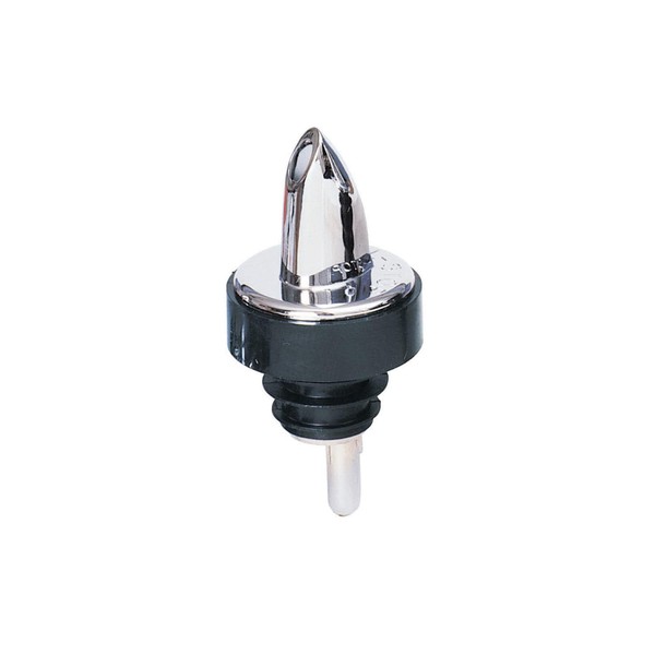 Spill-Stop Chrome Plastic Pourer with Black Collar
