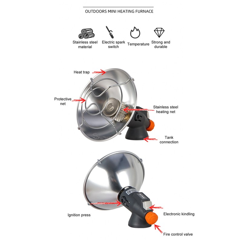 Outdoor Camping Fishing GasHeaters Portable Heating Device Adjustable Hiking Warmer