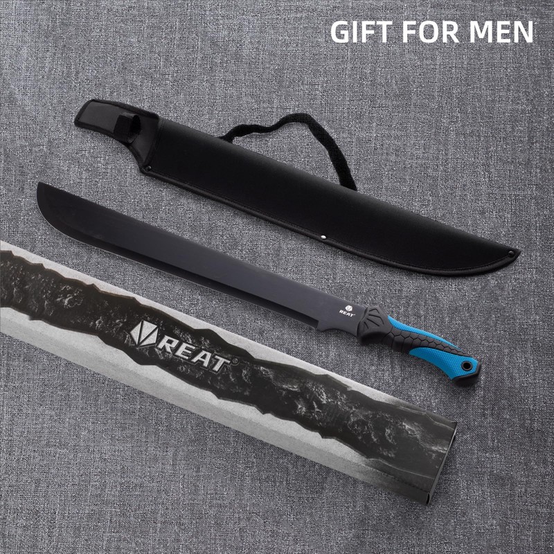 REAT Gardening Heavy Duty Machete,24" Full Tang Machete with Shaeth,Ergonomic