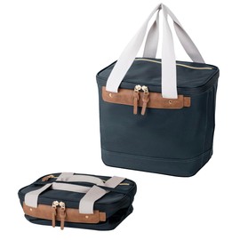 CleverMade Collapsible Cooler Bag, 18 Can Beach & Travel Car Cooler, Folding Soft Cooler, Shoulder Strap, Bottle Opener, Great Car Coolers for Travel, Leak Proof Cooler Bag [Leeward Navy]