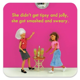 Bold & Bright - Funny 'Tipsy and Jolly' Coaster - Small Gift Ideas For Her - Friends Birthday - Colleague Work Office - New Home Gift - Presents For Ladies Women - Sold By Brainbox Candy