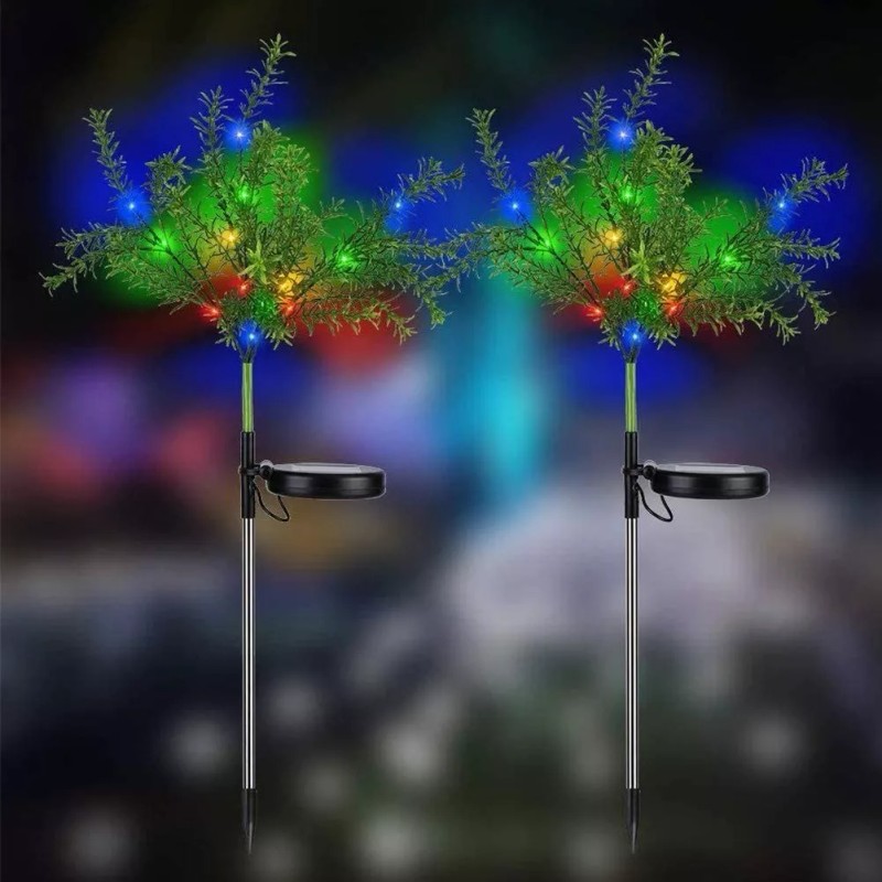 NineFox Paquete 2 Luces Solares Para Jardín 15 Led Multicolor