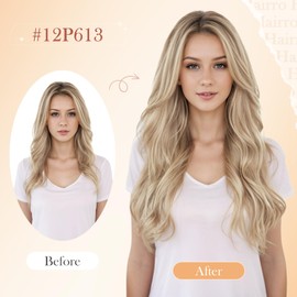 Hairro U Tip Human Hair Extensions Micro Ring Keratin Glue U-tip Hot Fusion Remy Hair Balayage Highlight Color 20 inch 50g 50 Strands #12P613 Golden Brown Mix Bleach Blonde