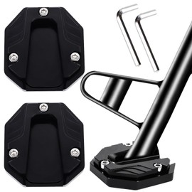 DASIGJID 2-Pack Motorcycle Kickstand Pad - Heavy Duty Anti-Skid Enlarged Foot Base Extender Plate Motorcycle Accessory, Coaster Plate Support for Harley Davidson, Touring & Sport Bikes (Black)
