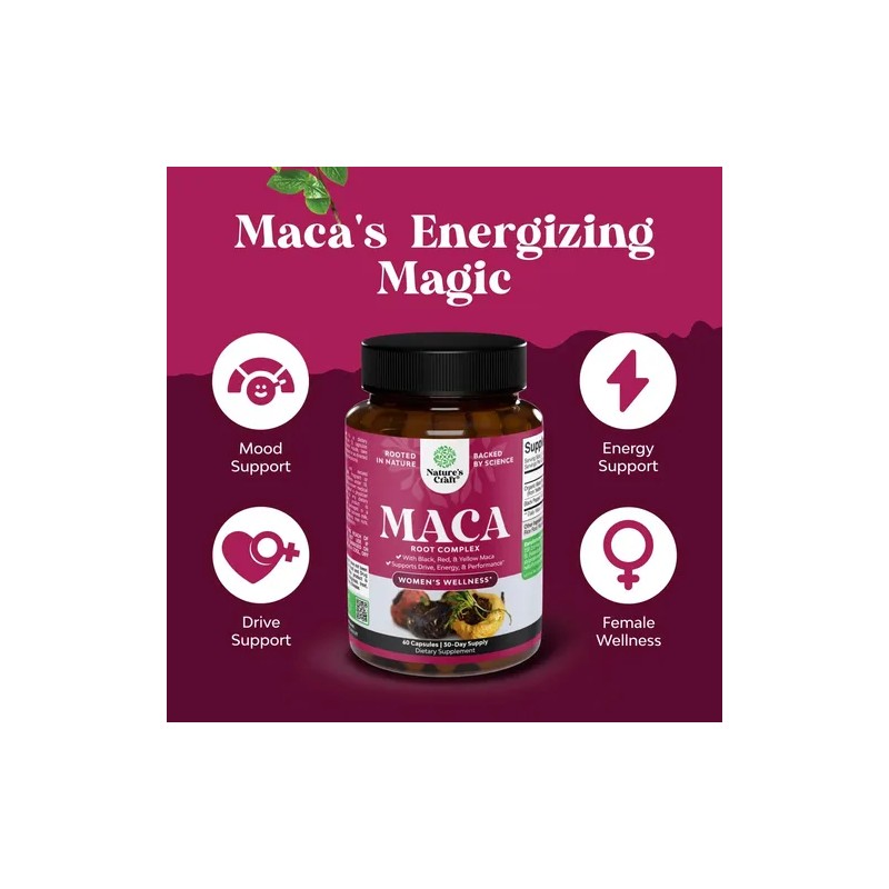 Nature's Craft Maca Organica Para Mujeres 60 Cápsulas