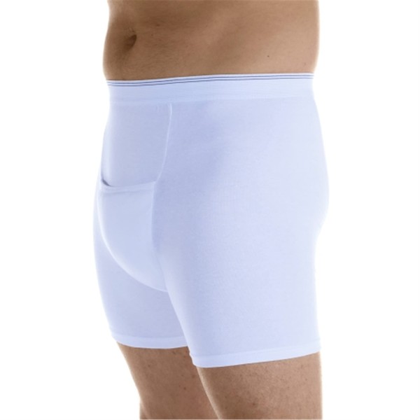 1-Pack Men's White Maximum Absorbency Washable Reusable Incontinence H-Fly Boxer Briefs Large (Waist 38-40")
