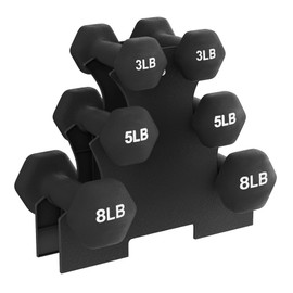 BalanceFrom Neoprene Coated Iron Dumbbell Hex Weights Set with Stand – Color-Coded or Black Options with Non-Slip Grip for Strength Training, Resistance Workouts, and Home Gym Fitness
