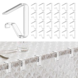 Neyauo 24pcs Table Cloth Holder Clips, Clear Tablecloth Clips for Indoor Outdoor Tables 1-2 Inches Thick, Plastic Table Cloth Clip Clamps for Wedding Picnic Party Camping Birthday(Large)