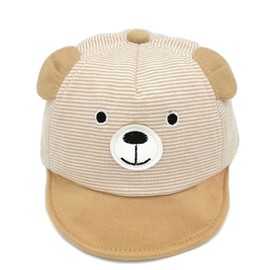 iEasey Newborn Baby Bear Striped Baseball Cap Infant Cotton Soft Brim Sun Protection Hat Spring Summer Travel Anti UV Sun Hat Snapback Peaked Adjustable Hat for Baby 3-12 Months