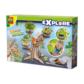 SES Creative 25202 - Wooden Treehouse Growing Kit - Grow Herb Plants - Includes Toy Figures and 3D Wooden Tree - Play and Learn
