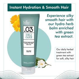 Silky Technobasic .03 Hydrating Hair Balm with Green Tea Extract - Daily Herbal Hair Treatment for Instant Hydration & Manageable Hair - Hair Mask Cruelty-Free & Suitable for All Hair Types - 250ml