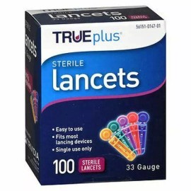 TRUEplus Universal Twist Top 33 Gauge Lancets - Box 100