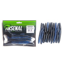 Arsenal Fishing Boom - Stick 5" Soft Plastics - 2pk (Black Blue Shimmer)