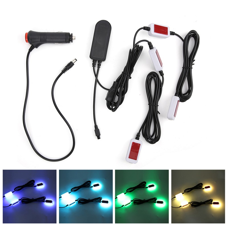 4‑In‑1 5V/12V Car Interior Ambient Light 7 Colors Adjustable Voice