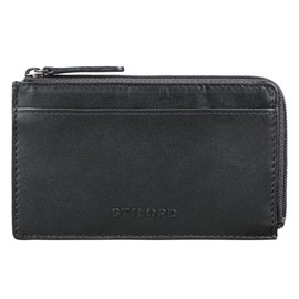 STILORD 'Ano' 2-in-1 Leather Key Case 6 Card Compartments Coin Compartment Money Compartment Ideal as Slim Wallet Mini Purse Genuine Leather Women Men Key Case, black, coin purse