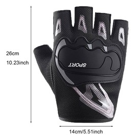 Leijibon 1 Pair Cycling Gloves Bike Gloves Breathable Half Finger Cycling Gloves Durable Fingerless Workout Gym Gloves for Motorcycle Hiking Running