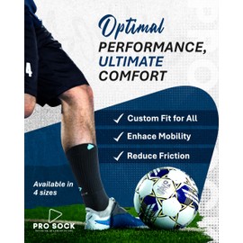 PRO SOCK Soccer Grip Socks Soccer, 2-PAIRS Non Slip Socks, Football, Golf, Rugby, Pickleball, Soccer Grip Socks Men, Women (US, Numeric, 10, 12, Black)