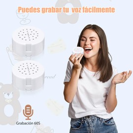 HETIE 2PCS Grabadora de Voz para Peluche de 60 Segundos, Grabadora de Audio para Peluche Graba Mensajes Personalizados para Peluches, Ositos de Peluche, Muñecos y Almohadas