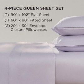 The Sheet Lab Cloud Embrace Sateen Sheet Set 100% Cotton 4-Piece Queen Evening Haze Purple