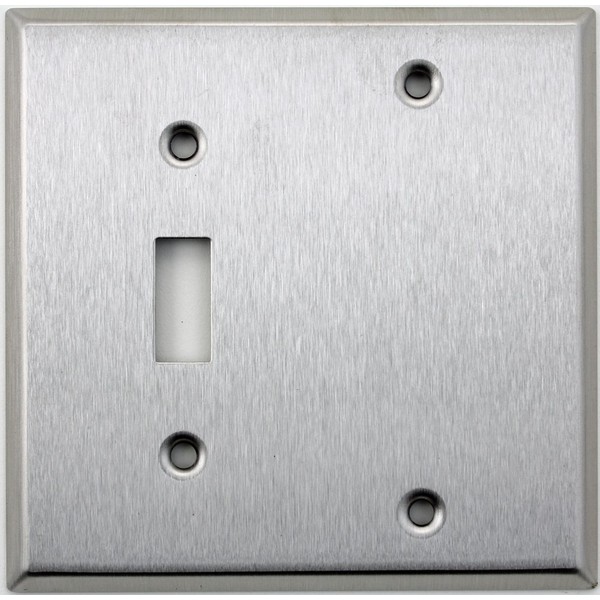 Brushed Satin Stainless Steel 2 Gang Wall Plate - 1